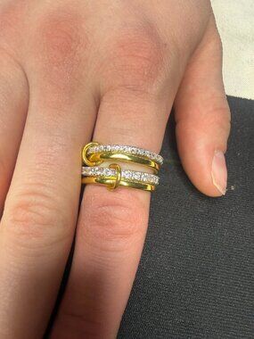 Two-Tone Pavé Nail Ring Set with Box